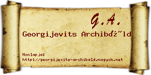 Georgijevits Archibáld névjegykártya